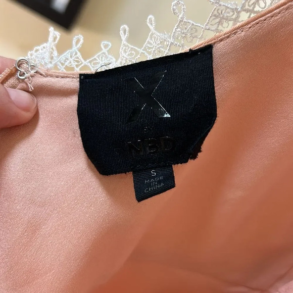 X by NBD - Women’s Mini Dress, “Paris” Lace, Flouncy Ruffle - Pink Blush, Small - Picture 15 of 17